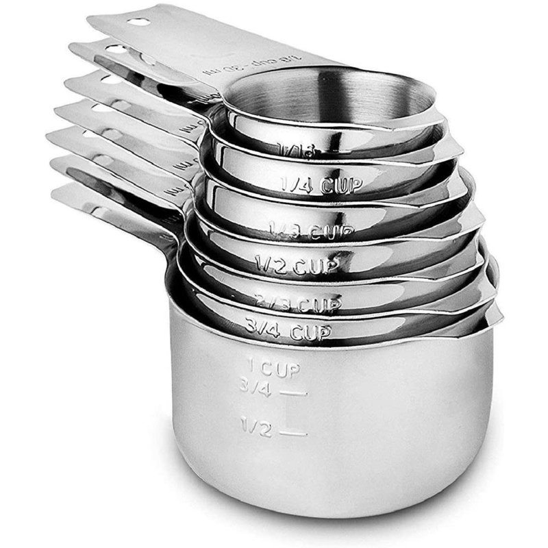 SLEI Measuring Cups Stainless Steel 7 Piece Stackable Set For Dry Or Liquid Ingredients